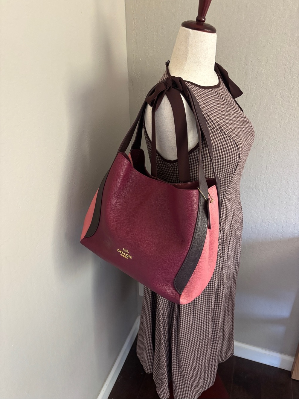 Coach Hadley Hobo Pebbled Leather Colorblock Shoulder Bag - Picture 3 of 7